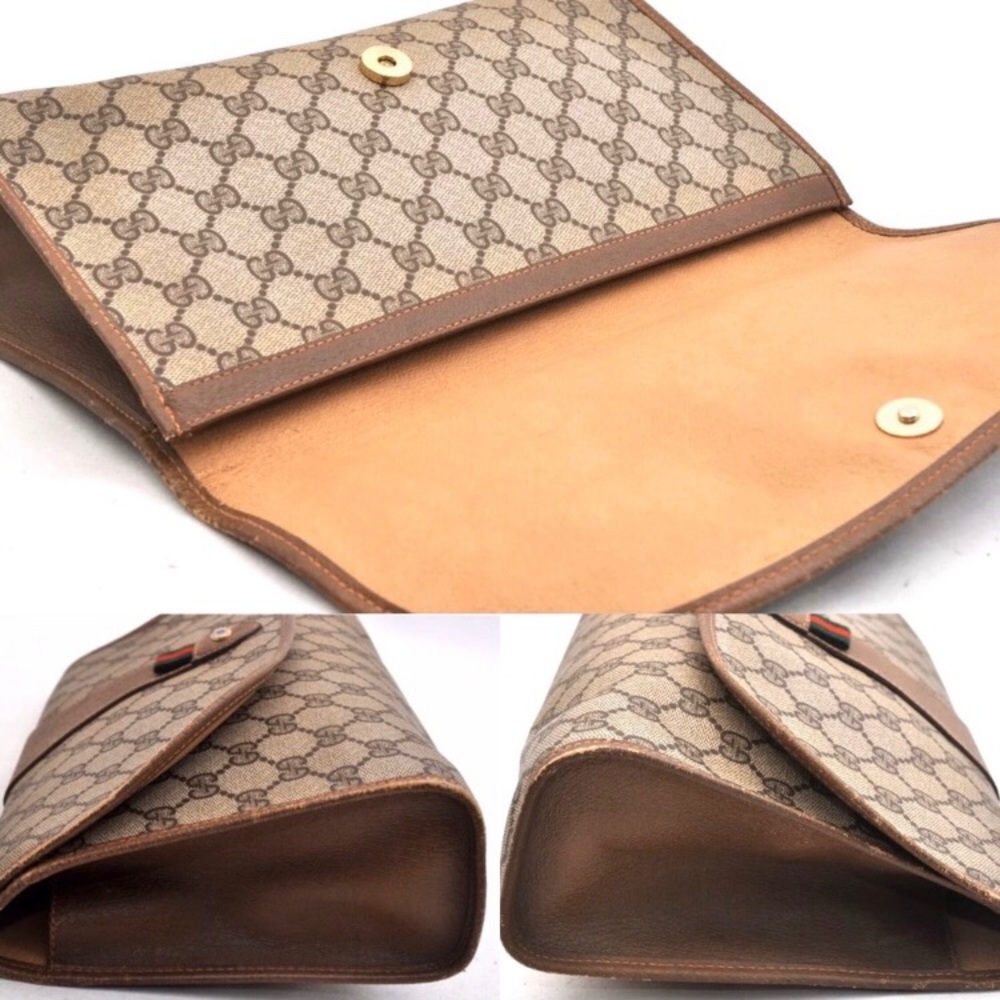 Authentic Gucci coated canvas brown clutch - Picture 5 of 8